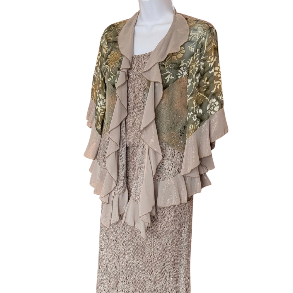 Spencer Alexis Three Piece Suit Maxi Dress M Spring Summer Mother Of The Bride - Picture 2 of 6